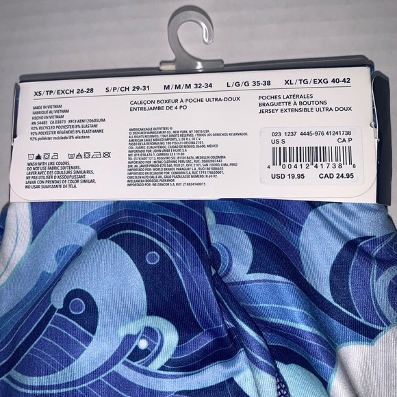 AMERICAN EAGLE 4” Ultra Soft Pocket Boxer. Small. Blue/White wave pattern - Picture 5 of 9